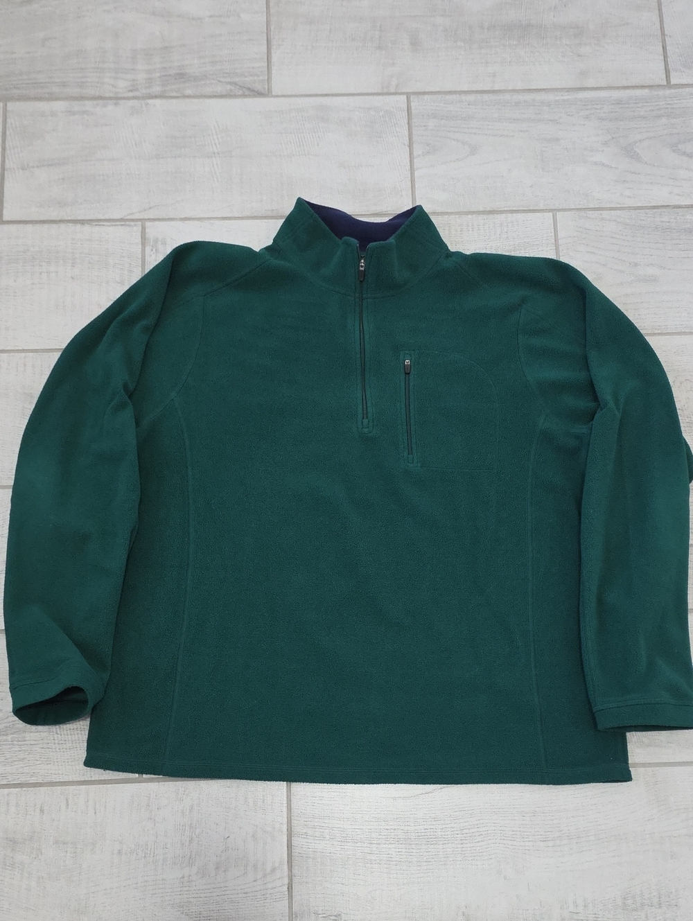 L.L. Bean Fleece Quarter Zip Men's Size XL Green Front Pocket Cozy